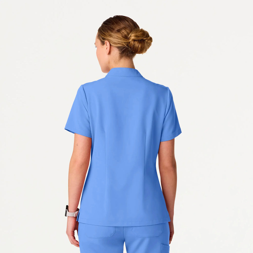 Jaanuu Scrubs Women's Serin Slim 1-Pocket Scrub Top Ceil Blue | scrub-supply.com