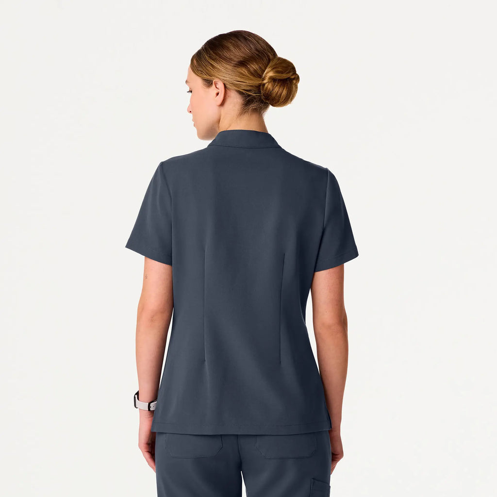 Jaanuu Scrubs Women's Serin Slim 1-Pocket Scrub Top Carbon Gray | scrub-supply.com