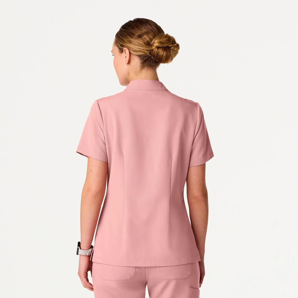 Jaanuu Scrubs Women's Serin Slim 1-Pocket Scrub Top Mauve | scrub-supply.com