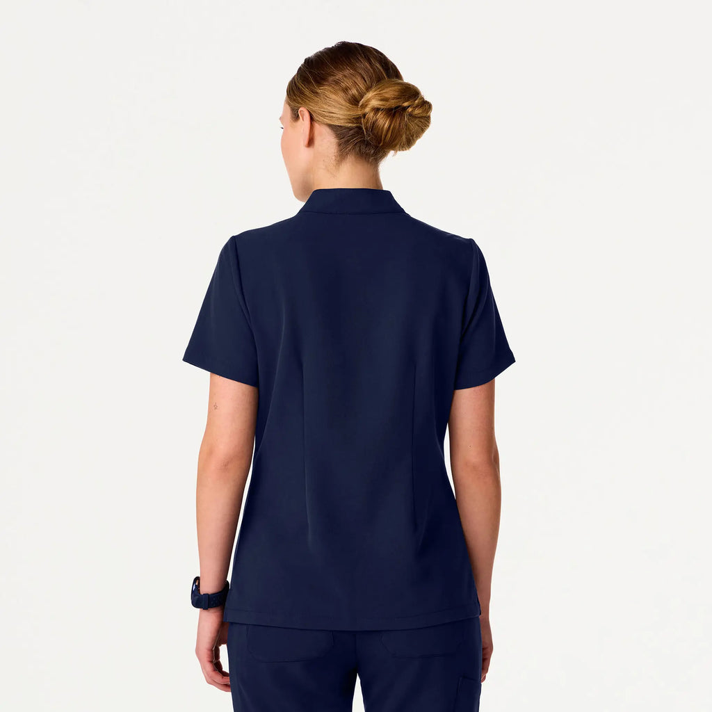 Jaanuu Scrubs Women's Serin Slim 1-Pocket Scrub Top Midnight Navy | scrub-supply.com