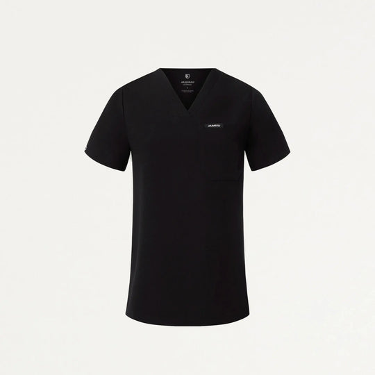 Jaanuu Scrubs Women's Rhena Slim 1-Pocket Scrub Top Black | scrub-supply.com