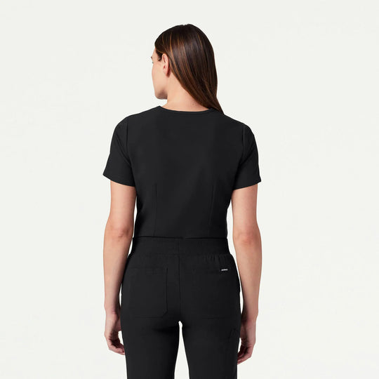 Jaanuu Scrubs Women's Rhena Slim 1-Pocket Scrub Top Black | scrub-supply.com