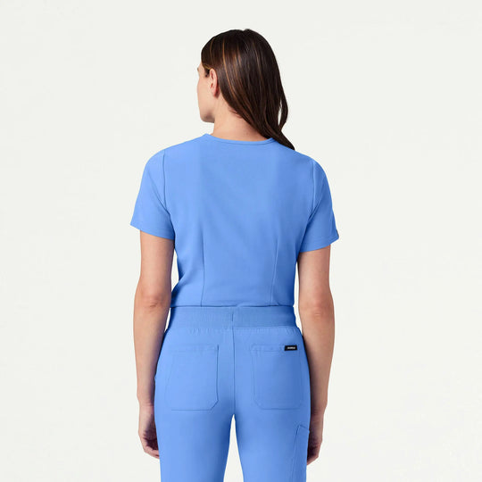Jaanuu Scrubs Women's Rhena Slim 1-Pocket Scrub Top Ceil Blue | scrub-supply.com