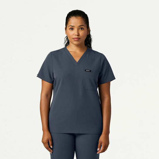 Jaanuu Scrubs Women's Rhena Slim 1-Pocket Scrub Top Carbon Gray | scrub-supply.com