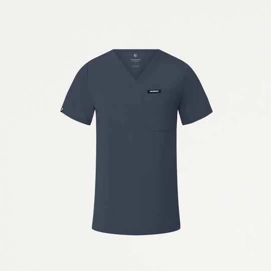 Jaanuu Scrubs Women's Rhena Slim 1-Pocket Scrub Top Carbon Gray | scrub-supply.com
