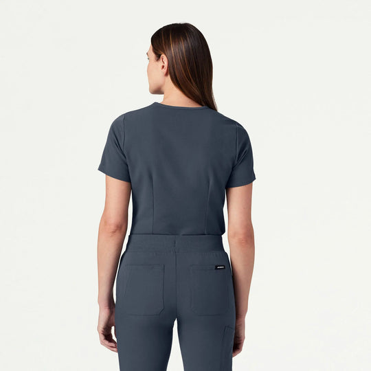 Jaanuu Scrubs Women's Rhena Slim 1-Pocket Scrub Top Carbon Gray | scrub-supply.com