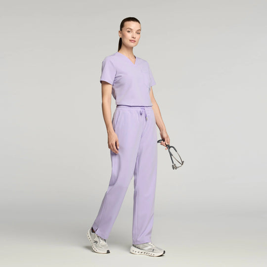 Jaanuu Scrubs Women's Rhena Slim 1-Pocket Scrub Top Lavender | scrub-supply.com