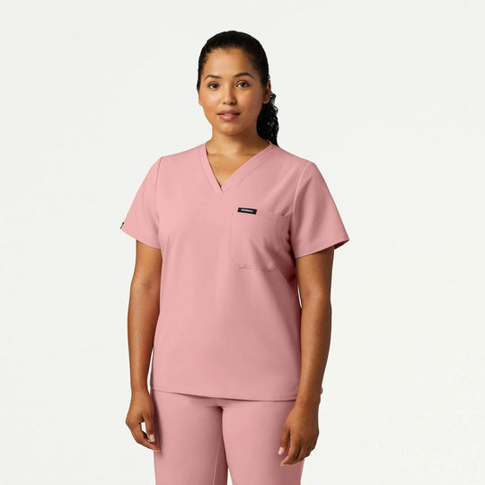 Jaanuu Scrubs Women's Rhena Slim 1-Pocket Scrub Top Mauve | scrub-supply.com