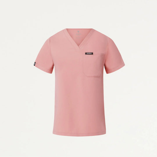Jaanuu Scrubs Women's Rhena Slim 1-Pocket Scrub Top Mauve | scrub-supply.com