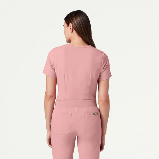 Jaanuu Scrubs Women's Rhena Slim 1-Pocket Scrub Top Mauve | scrub-supply.com