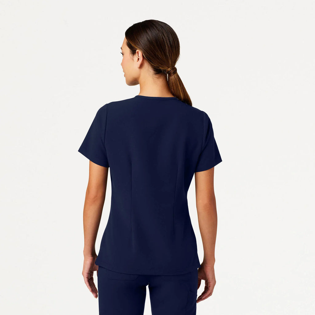 Jaanuu Scrubs Women's Rhena Slim Essential 1-Pocket Scrub Top Midnight Navy | scrub-supply.com