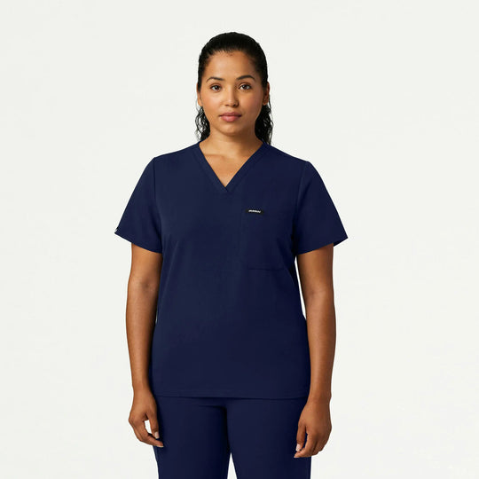 Jaanuu Scrubs Women's Rhena Slim 1-Pocket Scrub Top Midnight Navy | scrub-supply.com