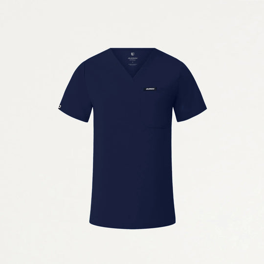 Jaanuu Scrubs Women's Rhena Slim 1-Pocket Scrub Top Midnight Navy | scrub-supply.com