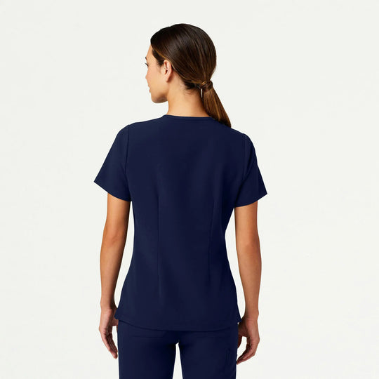 Jaanuu Scrubs Women's Rhena Slim 1-Pocket Scrub Top Midnight Navy | scrub-supply.com