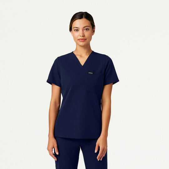 Jaanuu Scrubs Women's Rhena Slim 1-Pocket Scrub Top Midnight Navy | scrub-supply.com