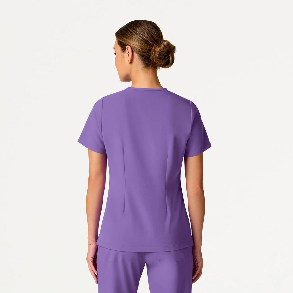 Jaanuu Scrubs Women's Rhena Slim Essential 1-Pocket Scrub Top Violet | scrub-supply.com