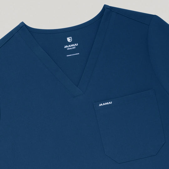 Jaanuu Scrubs Women's Rhena Slim 1-Pocket Scrub Top Ocean | scrub-supply.com