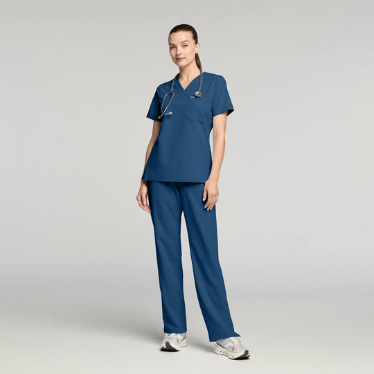Jaanuu Scrubs Women's Rhena Slim 1-Pocket Scrub Top Ocean | scrub-supply.com