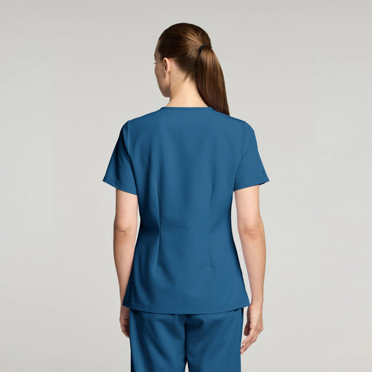 Jaanuu Scrubs Women's Rhena Slim 1-Pocket Scrub Top Ocean | scrub-supply.com