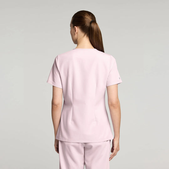 Jaanuu Scrubs Women's Rhena Slim 1-Pocket Scrub Top Rose Quartz | scrub-supply.com