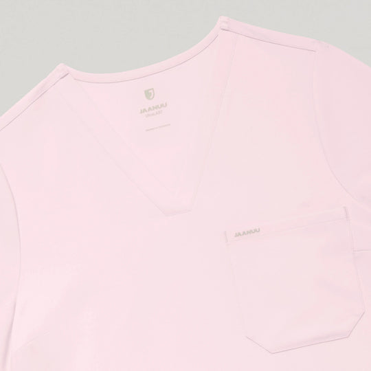 Jaanuu Scrubs Women's Rhena Slim 1-Pocket Scrub Top Rose Quartz | scrub-supply.com