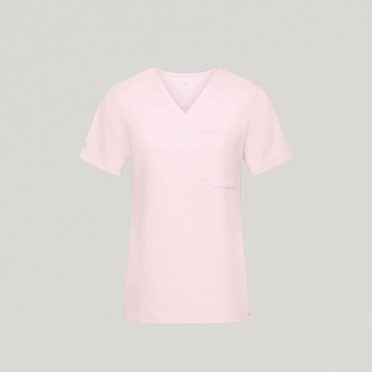 Jaanuu Scrubs Women's Rhena Slim 1-Pocket Scrub Top Rose Quartz | scrub-supply.com