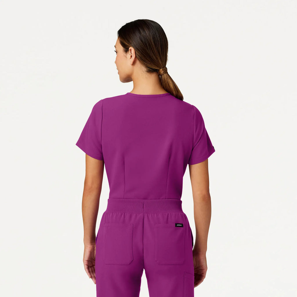 Jaanuu Scrubs Women's Rhena Slim Essential 1-Pocket Scrub Top Vivid Purple | scrub-supply.com