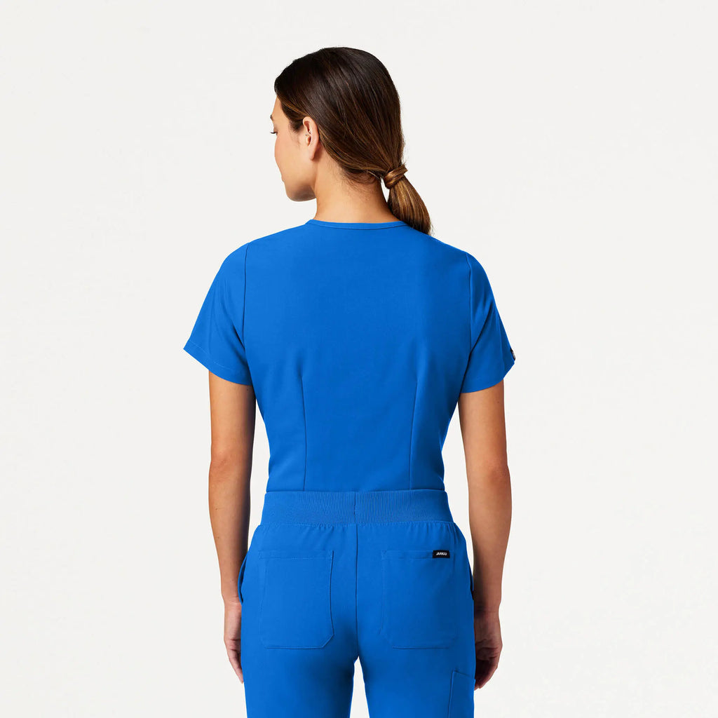 Jaanuu Scrubs Women's Rhena Slim Essential 1-Pocket Scrub Top Royal Blue | scrub-supply.com