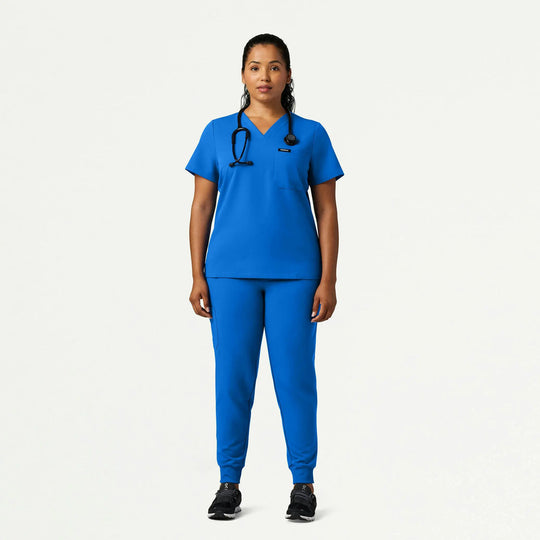 Jaanuu Scrubs Women's Rhena Slim 1-Pocket Scrub Top Royal Blue | scrub-supply.com
