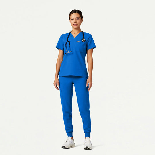 Jaanuu Scrubs Women's Rhena Slim 1-Pocket Scrub Top Royal Blue | scrub-supply.com