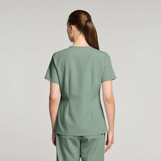 Jaanuu Scrubs Women's Rhena Slim 1-Pocket Scrub Top Sage | scrub-supply.com