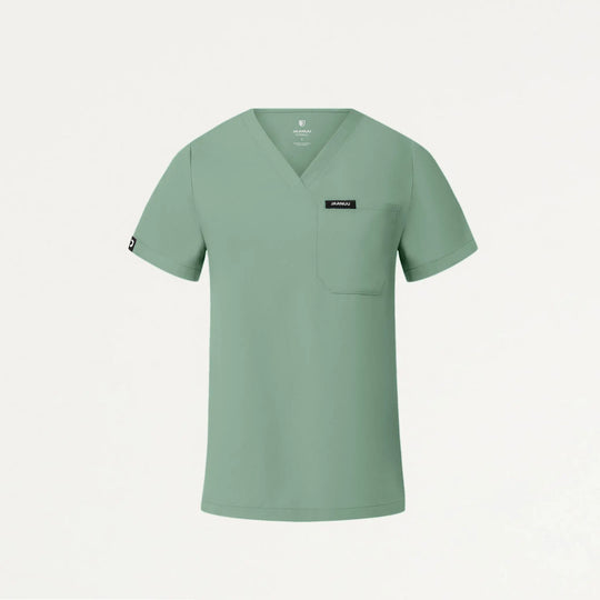Jaanuu Scrubs Women's Rhena Slim 1-Pocket Scrub Top Sage | scrub-supply.com