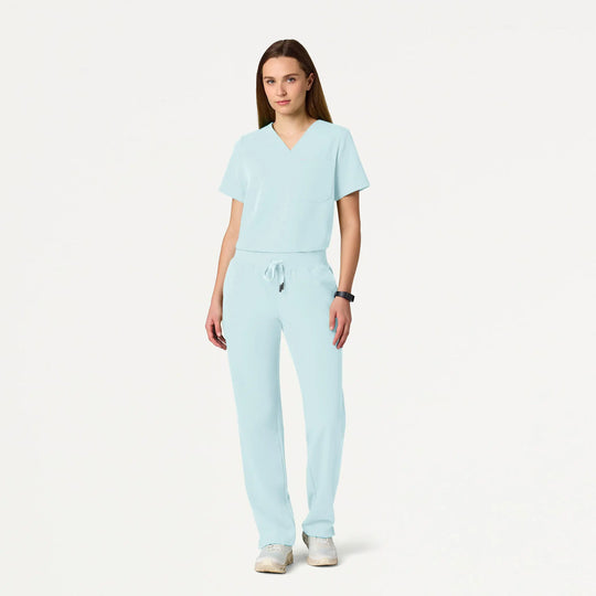 Jaanuu Scrubs Women's Rhena Slim 1-Pocket Scrub Top Sky Blue | scrub-supply.com