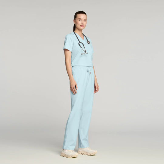 Jaanuu Scrubs Women's Rhena Slim 1-Pocket Scrub Top Sky Blue | scrub-supply.com