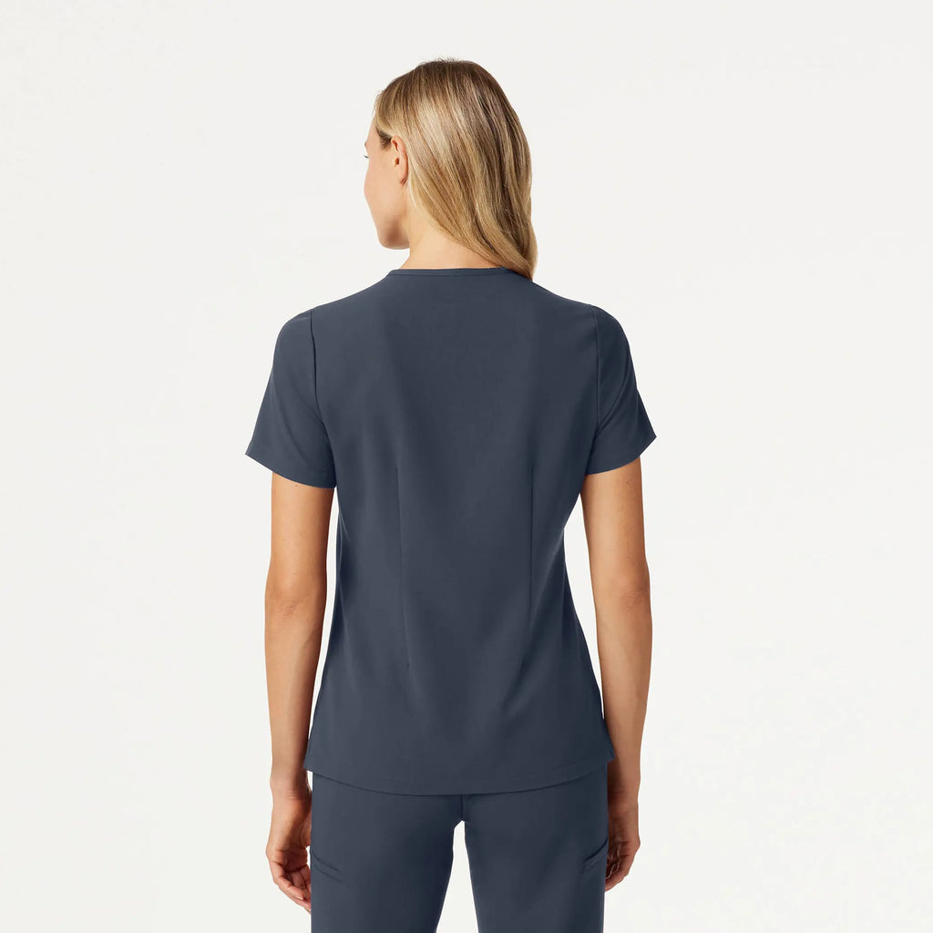 Jaanuu Scrubs Women's Andra Slim 1-Pocket Scrub Top Carbon Gray | scrub-supply.com