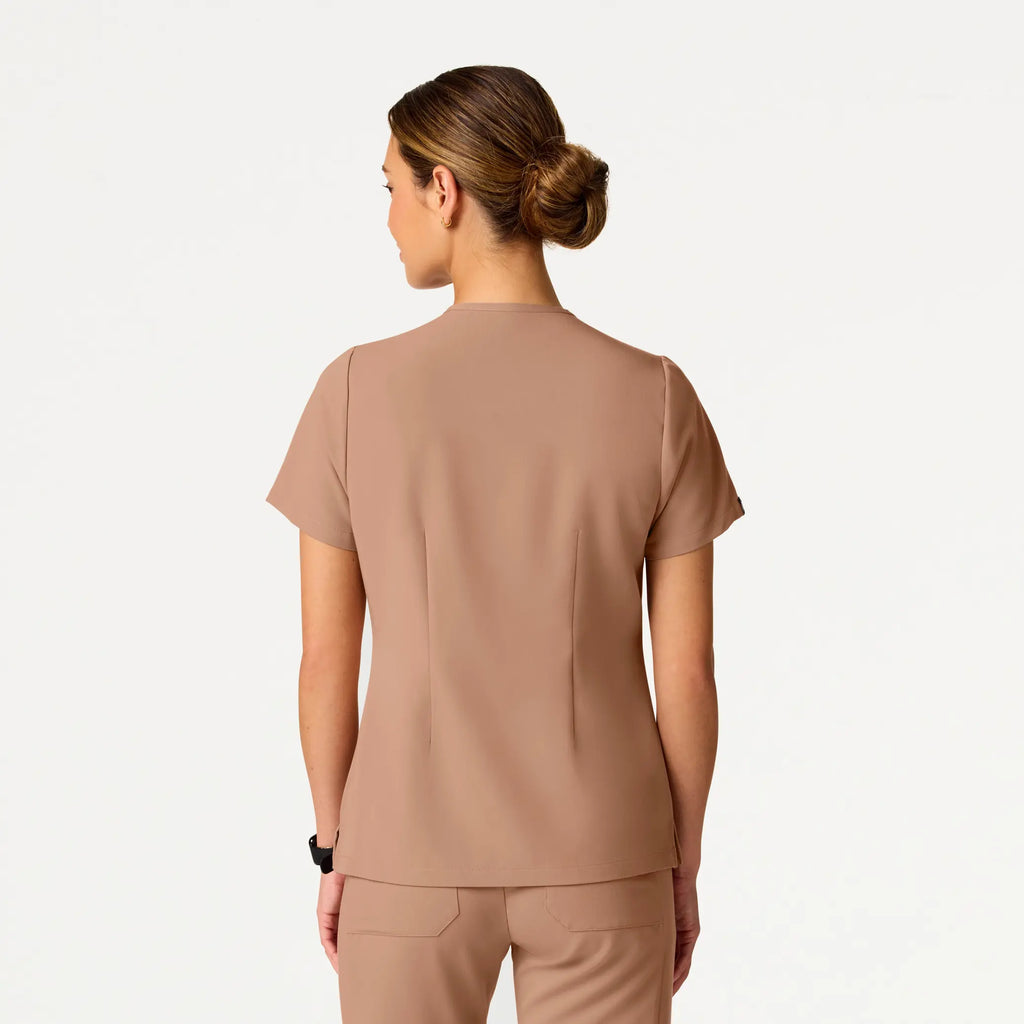 Jaanuu Scrubs Women's Andra Slim 1-Pocket Scrub Top Clay | scrub-supply.com