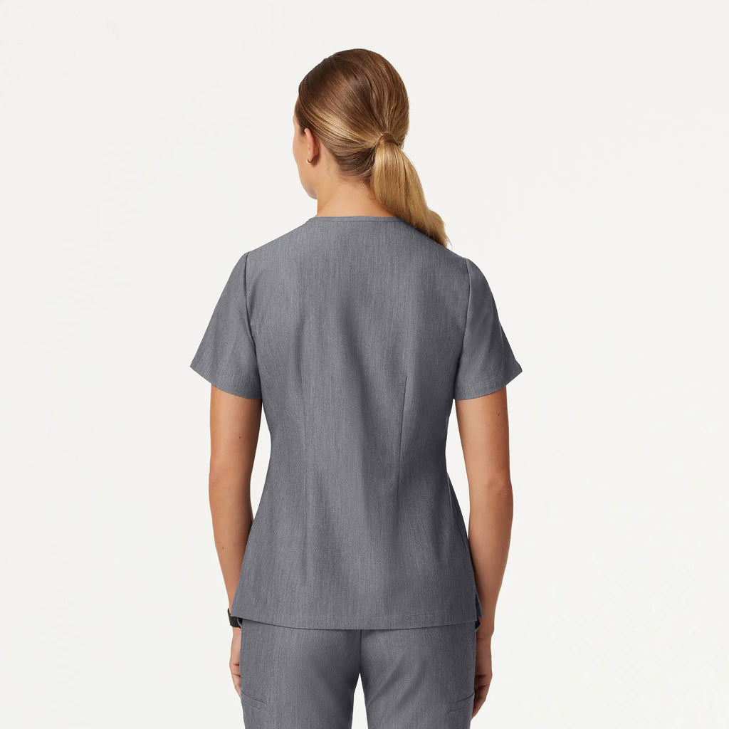 Jaanuu Scrubs Women's Andra Slim 1-Pocket Scrub Top Heather Gray | scrub-supply.com