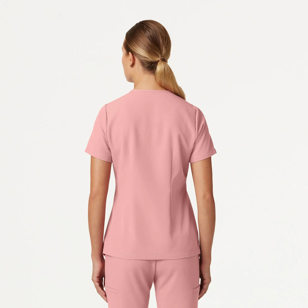 Jaanuu Scrubs Women's Andra Slim 1-Pocket Scrub Top Mauve | scrub-supply.com