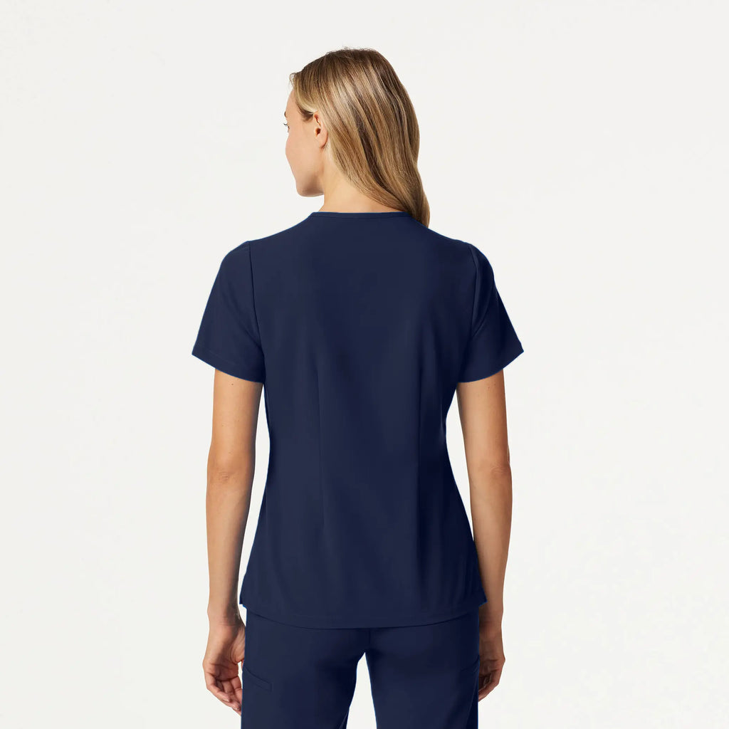 Jaanuu Scrubs Women's Andra Slim 1-Pocket Scrub Top Midnight Navy | scrub-supply.com