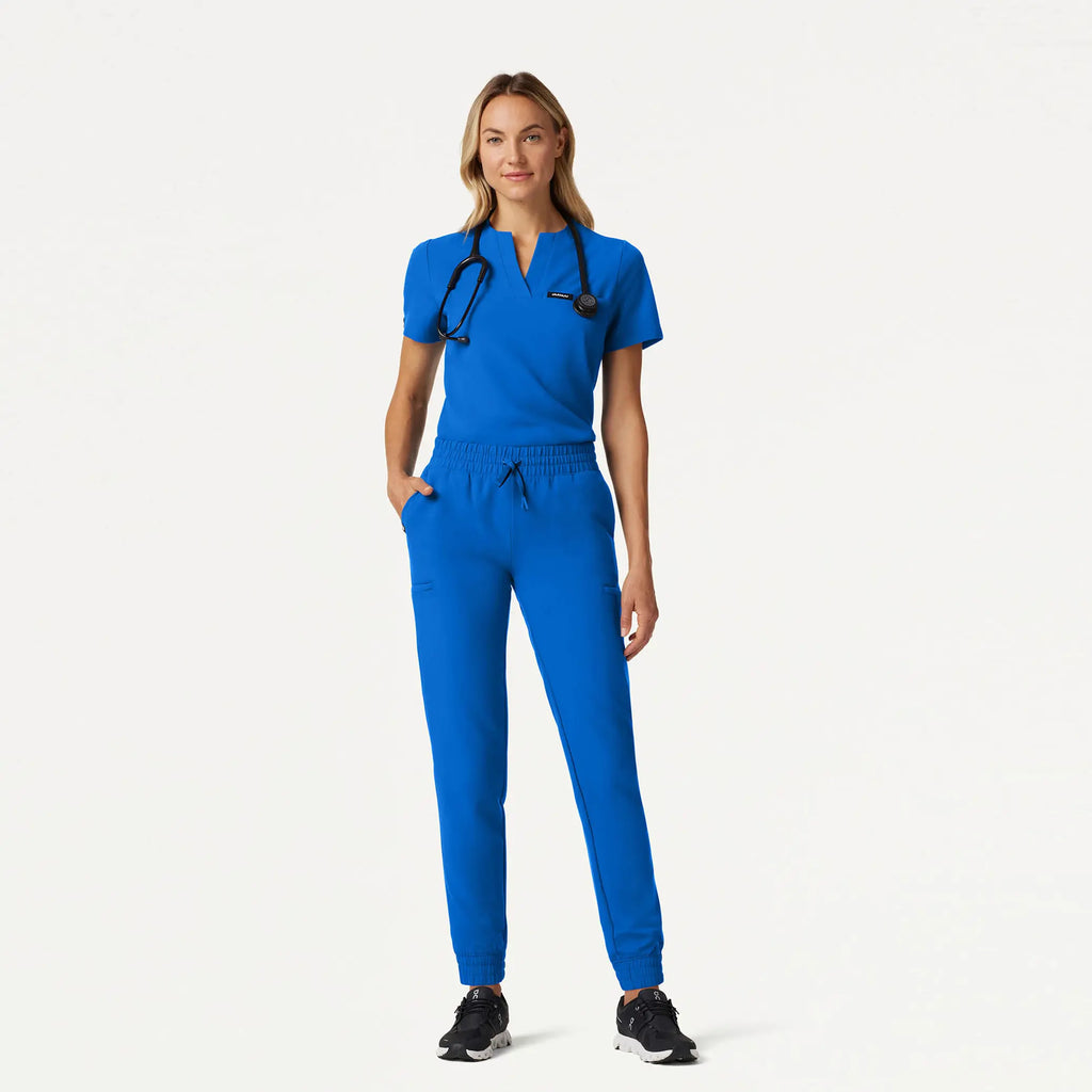 Jaanuu Scrubs Women's Andra Slim 1-Pocket Scrub Top Royal Blue | scrub-supply.com