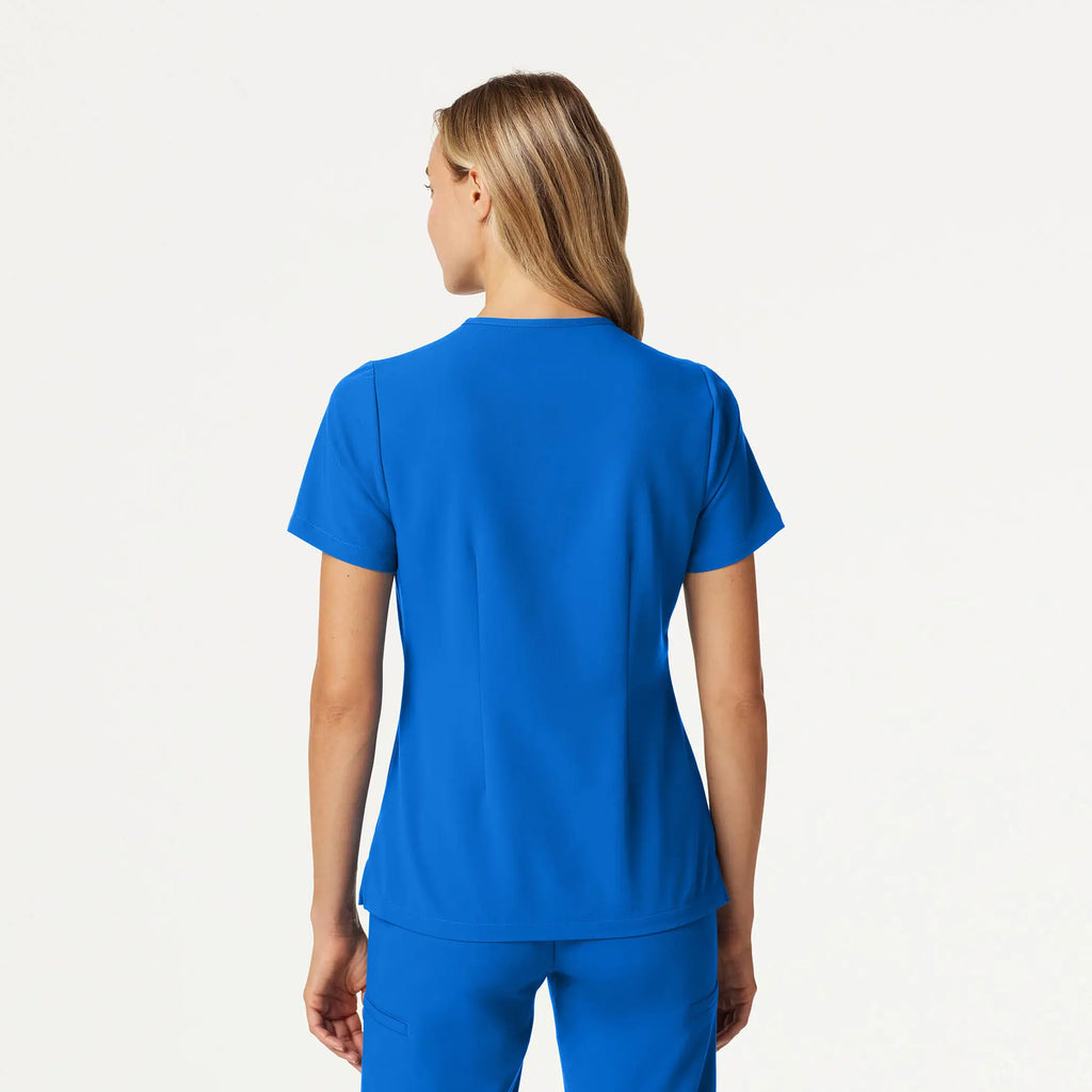 Jaanuu Scrubs Women's Andra Slim 1-Pocket Scrub Top Royal Blue | scrub-supply.com