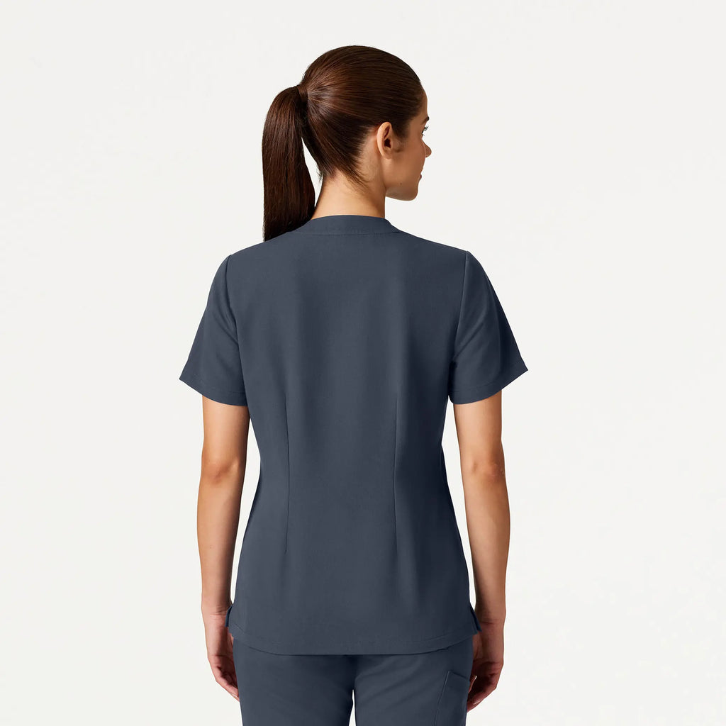 Jaanuu Scrubs Women's Helia Slim Notched V-Neck Scrub Top Carbon Gray | scrub-supply.com