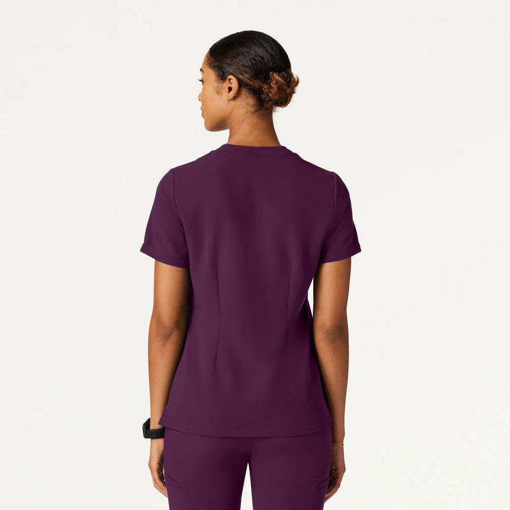 Jaanuu Scrubs Women's Helia Slim Notched V-Neck Scrub Top Dark Amethyst | scrub-supply.com