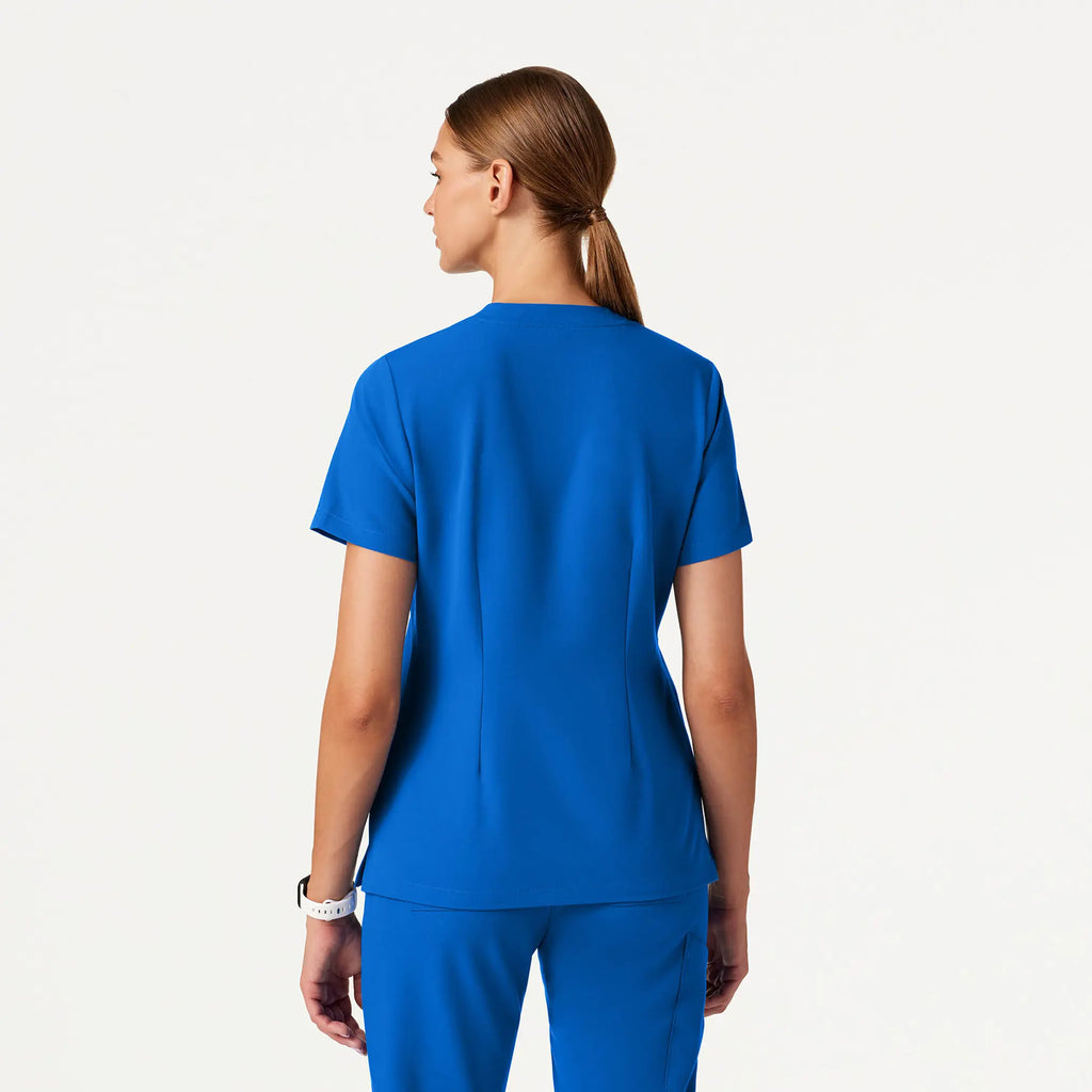 Jaanuu Scrubs Women's Helia Slim Notched V-Neck Scrub Top Royal Blue | scrub-supply.com