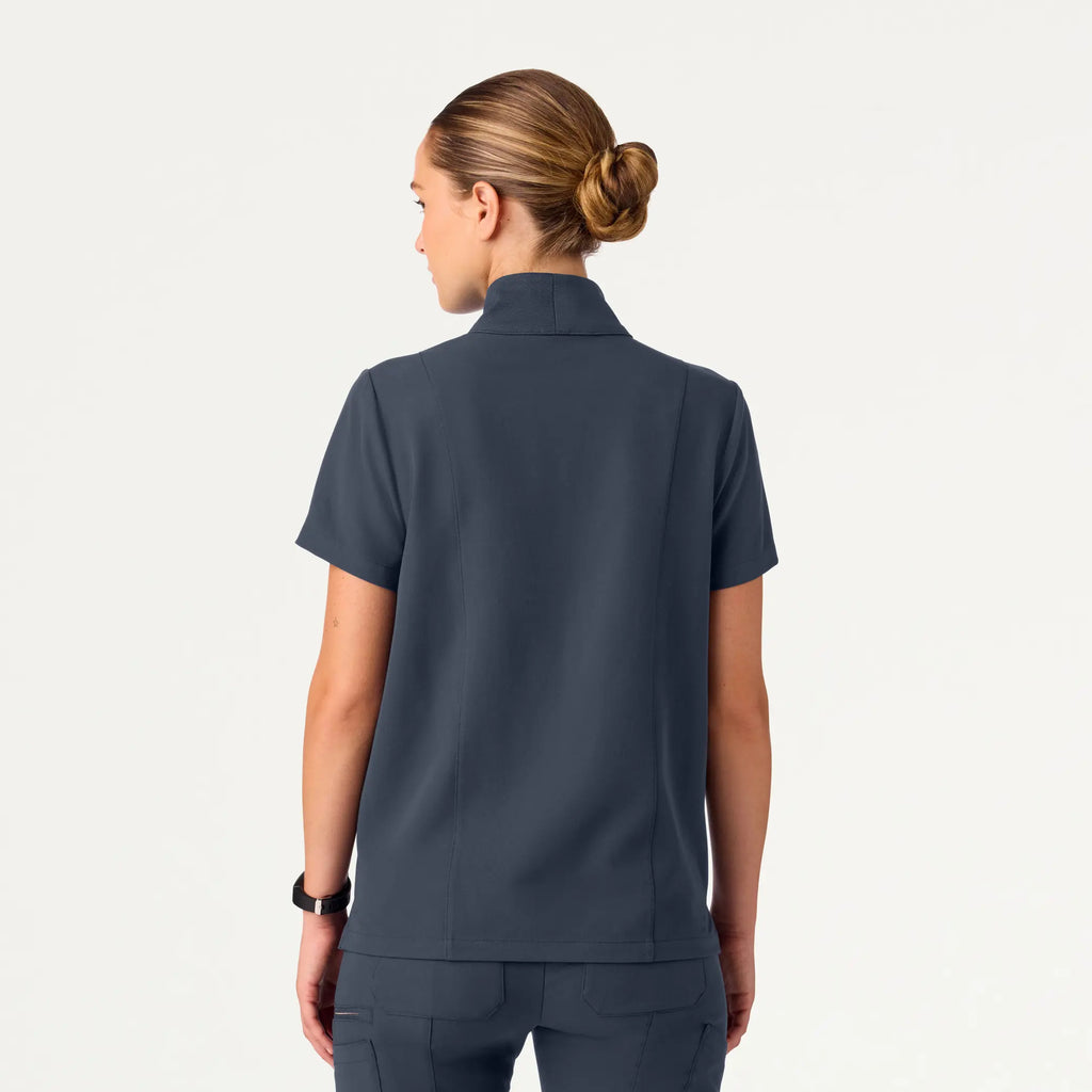 Jaanuu Scrubs Women's Nora Half-Zip Collared Scrub Top Carbon Gray | scrub-supply.com