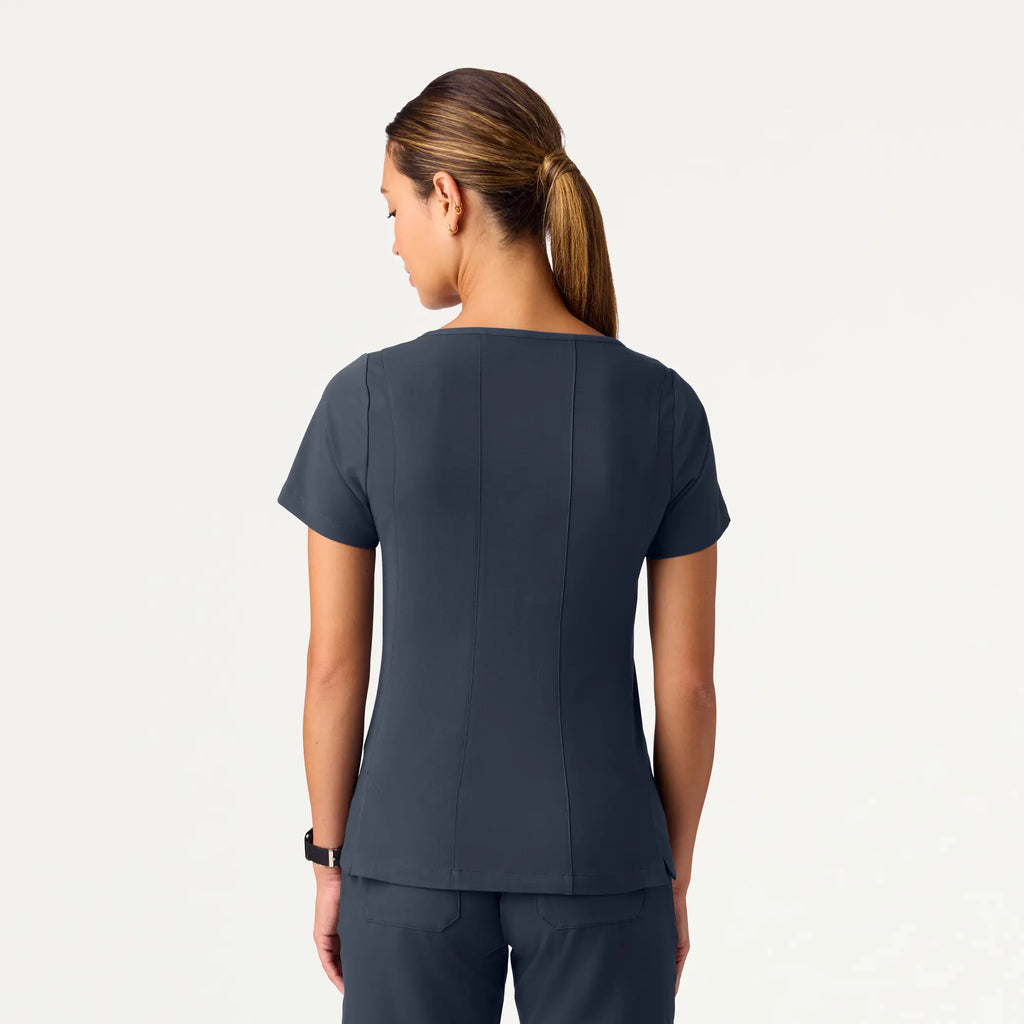 Jaanuu Scrubs Women's Emery Slim Square-Neck Scrub Top Carbon Gray | scrub-supply.com