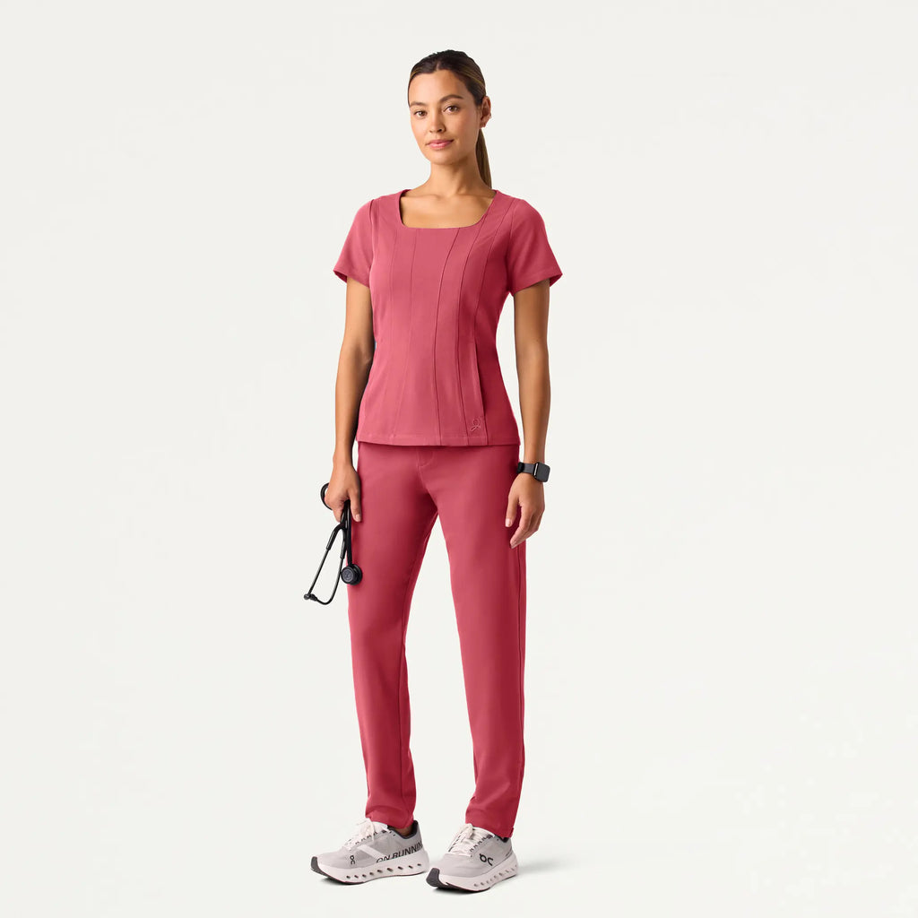 Jaanuu Scrubs Women's Emery Slim Square-Neck Scrub Top Mulberry | scrub-supply.com