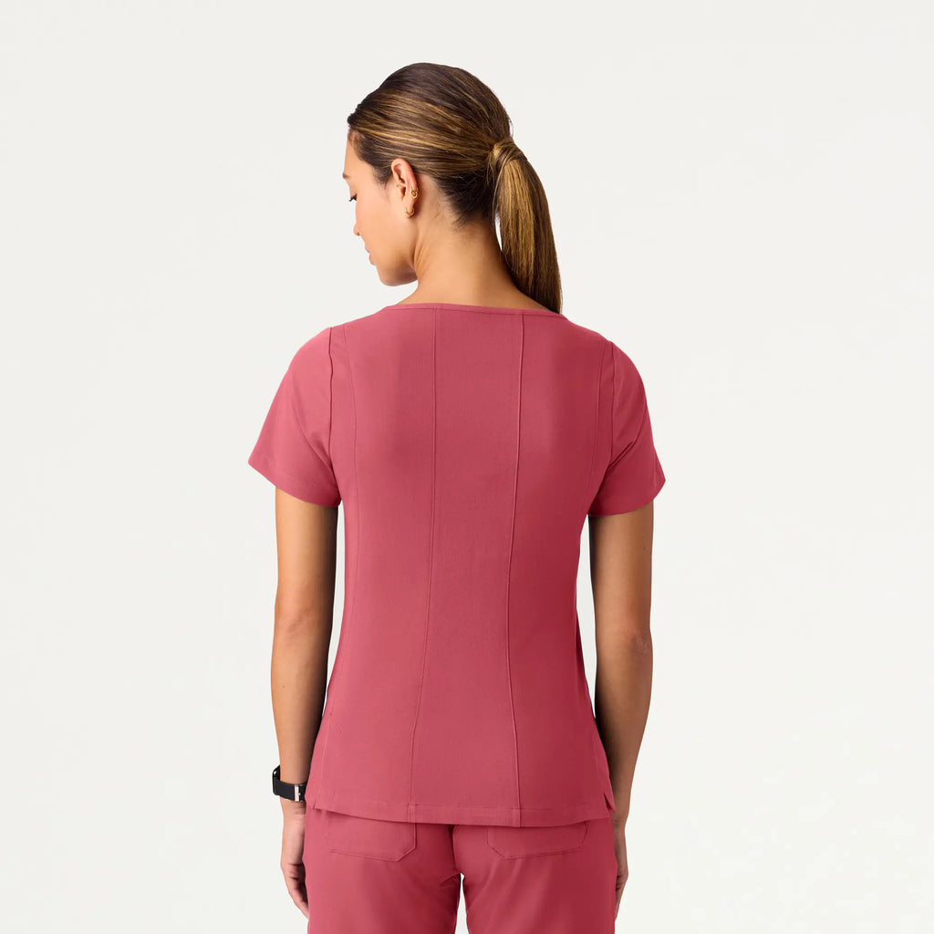 Jaanuu Scrubs Women's Emery Slim Square-Neck Scrub Top Mulberry | scrub-supply.com