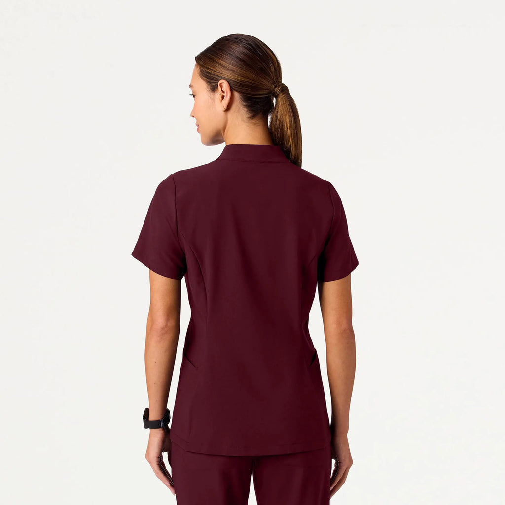 Jaanuu Scrubs Women's Aria Fit & Flare ULTRAlite™ Scrub Top Burgundy | scrub-supply.com