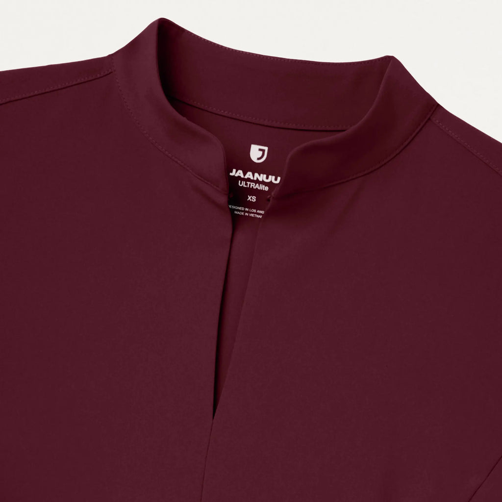 Jaanuu Scrubs Women's Aria Fit & Flare ULTRAlite™ Scrub Top Burgundy | scrub-supply.com